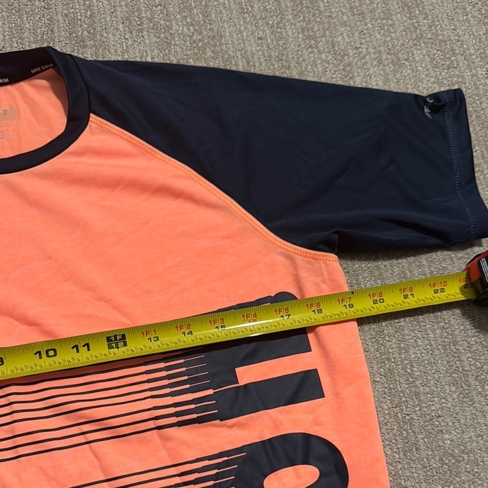 Nike Swim Dri-FIT Hydroguard Short Sleeve Shirt Orange/Navy Men's Size S UPF 40+ - Picture 7 of 12